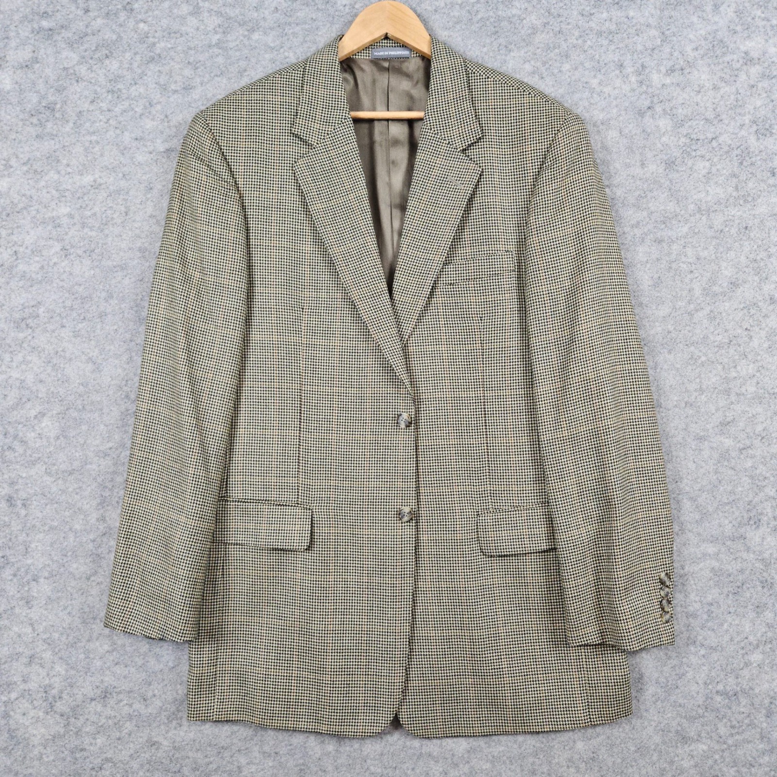 Warren Sewell Mens Size 42l Beige Houndstooth Blazer Baby Alpaca/Wool/Silk Blend